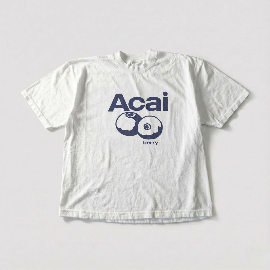 Acai Japanese Streetwear Tee – Washed Retro Y2K Aesthetic