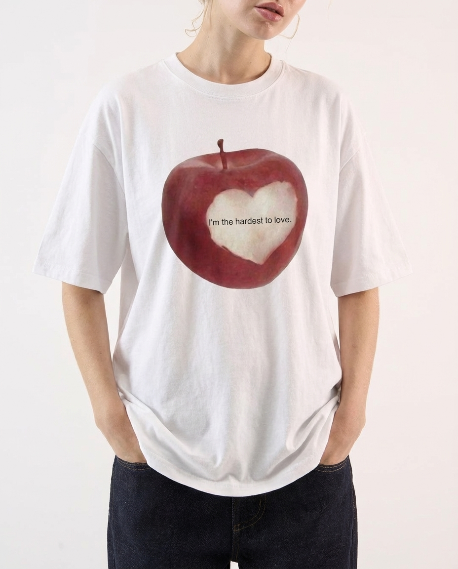 Apple Japanese Streetwear Tee – Washed Retro Y2K Aesthetic
