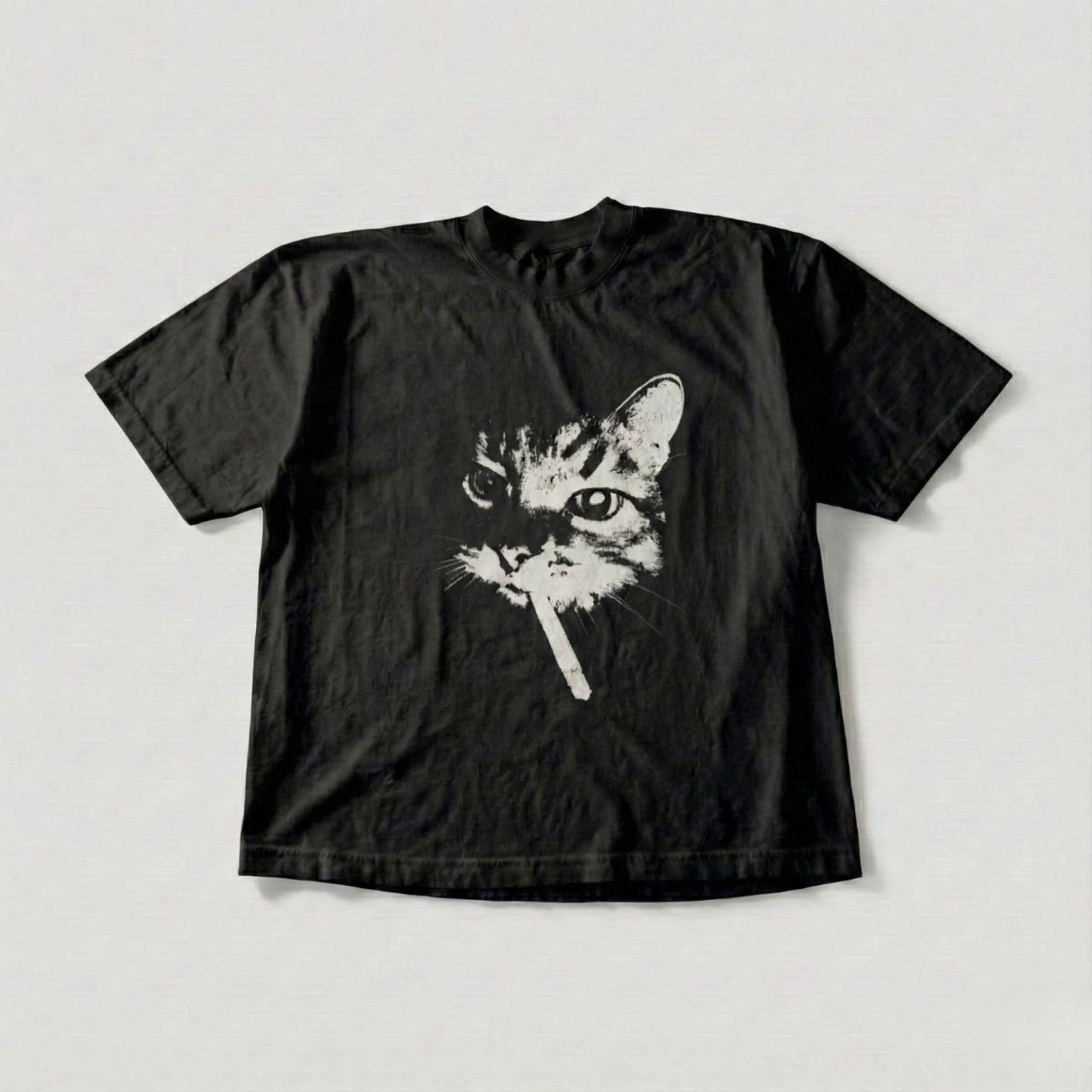 Smoking Cat Graphic Tee – Y2K Streetwear